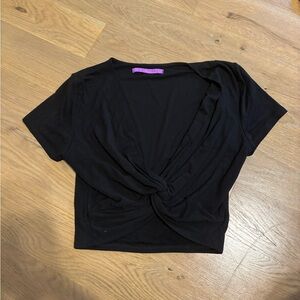 Jac Parker Black Twist-Front Women Top short sleeve size medium